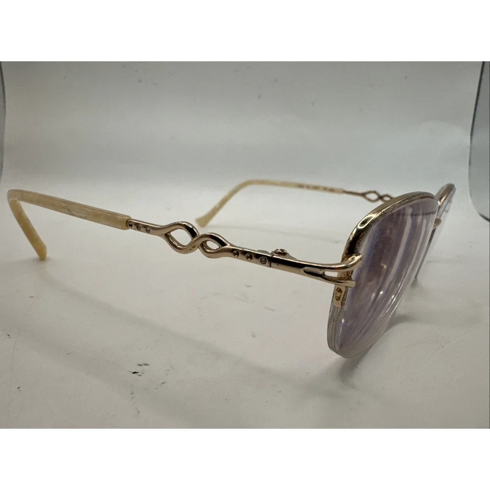 Tura Eyeglasses Frames R599 SIL Silver/Gold Titanium Crystals 53-17-140